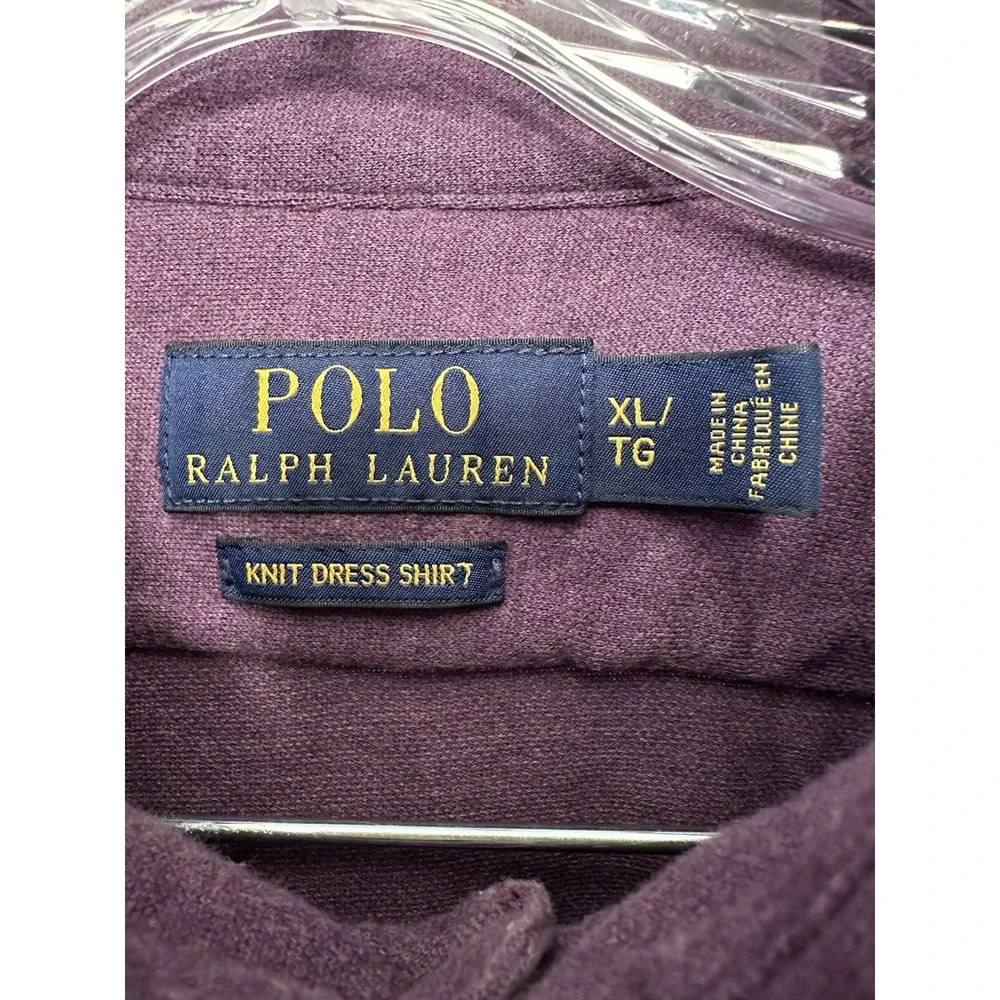 Polo Ralph Lauren Knit‎ Dress Shirt Men's XL Purple Button Up Soft Stretch